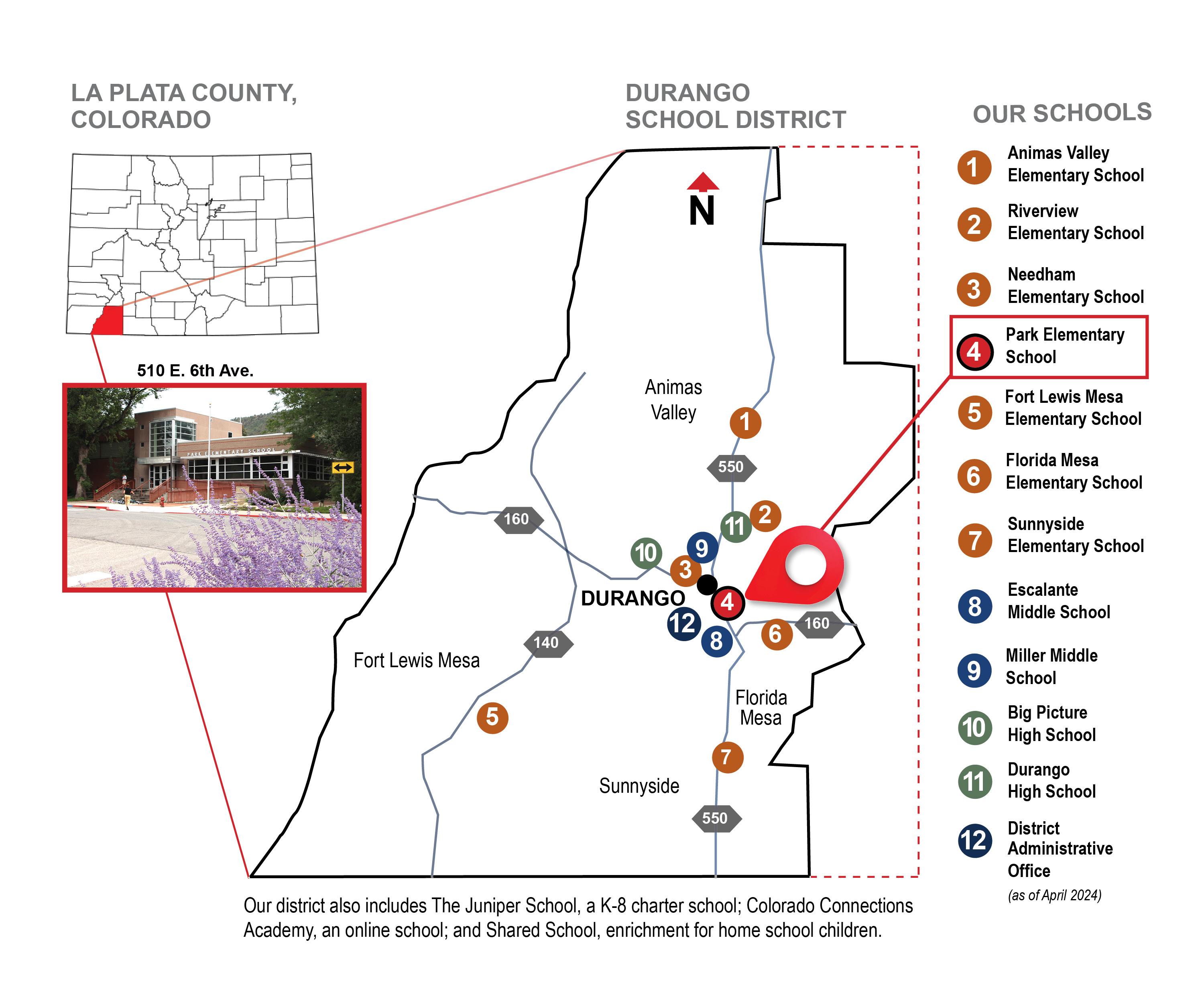 Durango School District map
